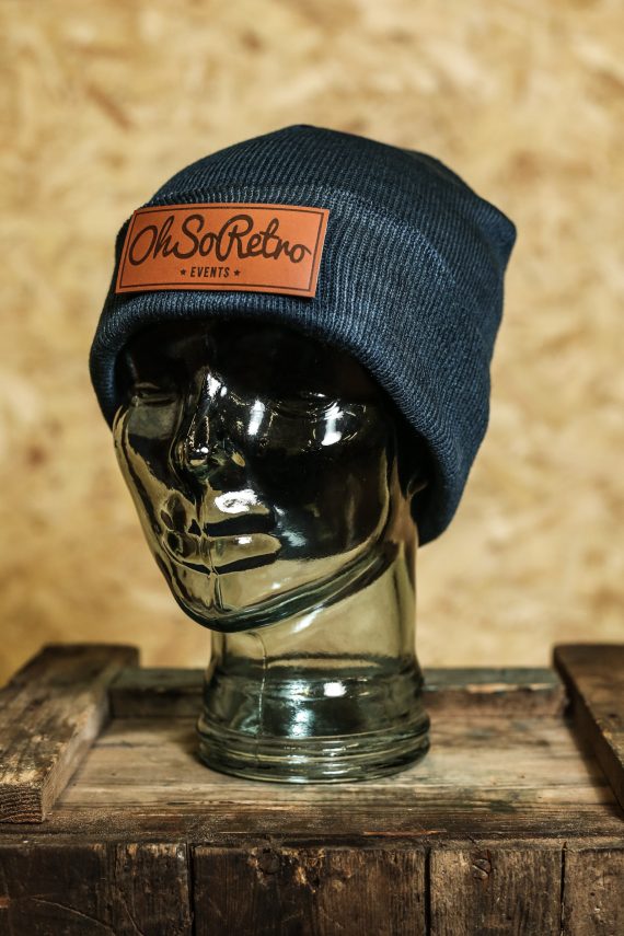 Brown Rectangle Leather Patch Beanies (Various Colours)