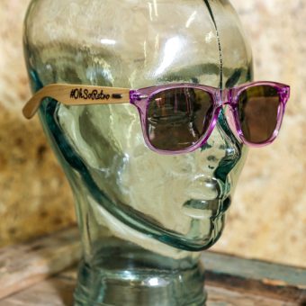 #OhSoRetro Pink Clear Bamboo Armed Sunglasses