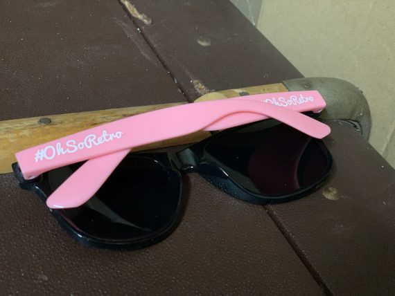 #OhSoRetro Pale Pink and Black Two Tone Plastic Sunglasses - Image 4