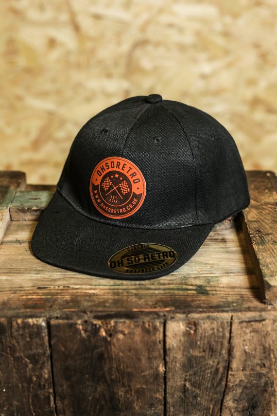 Kids Brown Leather Round Patch Snapback (Black/Grey/Pink) - Image 2