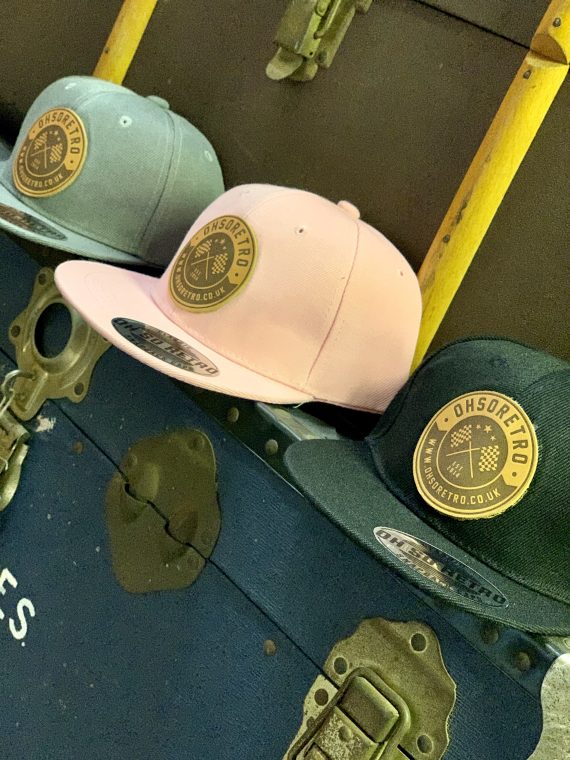 Kids Brown Leather Round Patch Snapback (Black/Grey/Pink) - Image 4