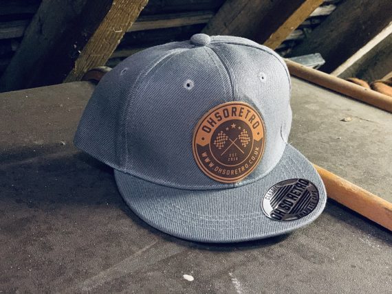 Kids Brown Leather Round Patch Snapback (Black/Grey/Pink) - Image 6