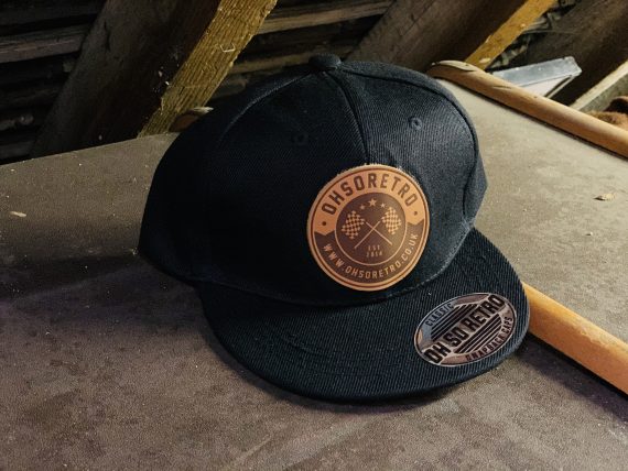 Kids Brown Leather Round Patch Snapback (Black/Grey/Pink) - Image 7