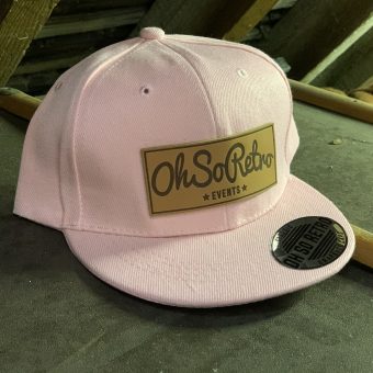 Kids Brown Leather Rectangle Patch Snapback (Black/Grey/Pink) - Image 8
