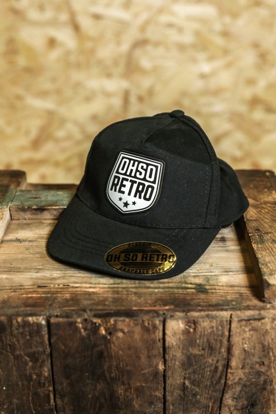 Kids Black OhSoRetro Crest Leather Patch Cap