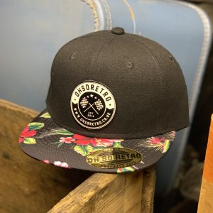 Floral Peaked Round Logo Leather Patch Snapback (Red or Yellow) - Image 2