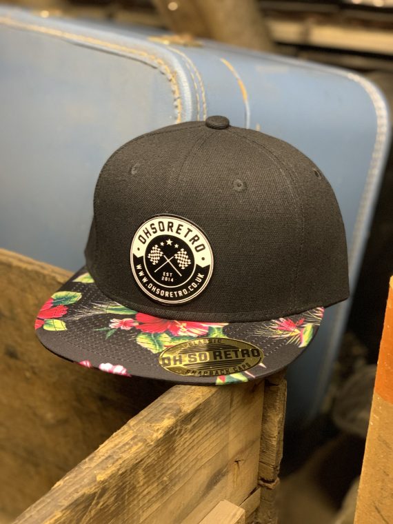 Floral Peaked Round Logo Leather Patch Snapback (Red or Yellow) - Image 2