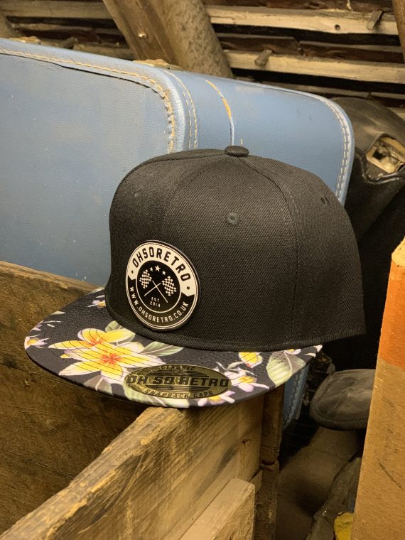 Floral Peaked Round Logo Leather Patch Snapback (Red or Yellow)